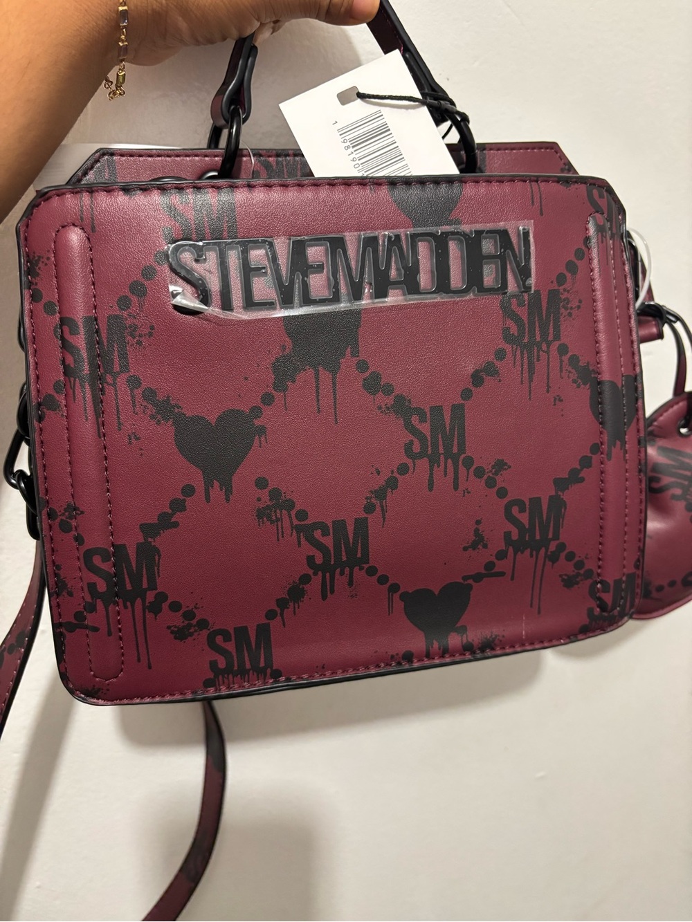 Steve Madden Maroon Red Bleeding Hearts Halloween Crossbody Bag